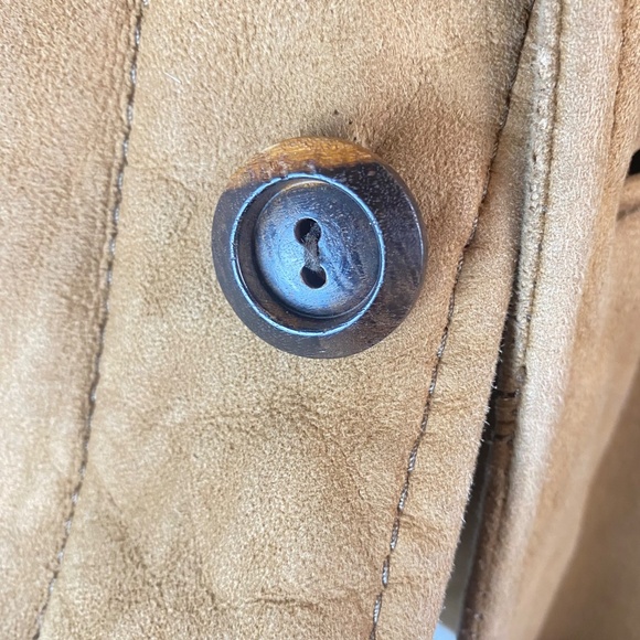 VINTAGE Marlboro Man Rancher Sheepskin Shearling Coat Tailored for Woman in Tan - Picture 5 of 12